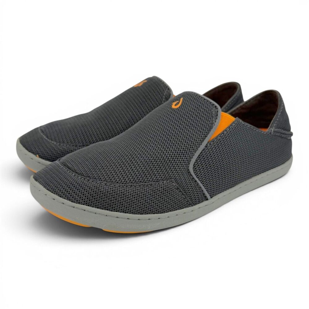 OluKai Men's Nohea Mesh Slip On Shoe Dark Shadow Gray Size 9